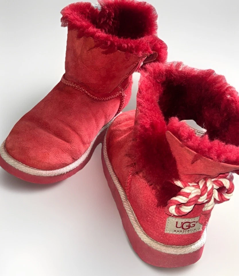Ugg Selene Red Suede Bootie w/ Nautical Rope Back Accent – Women’s Size 5 - Image 2 of 4