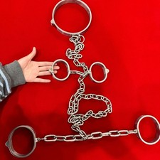 Stainless Steel Shackles Fetters Kit Bondage Neck Collar Hand Ankle Cuffs BDSM