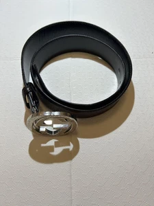 Ceinture Gucci en cuir à boucle GG à emboîtement motif GG marron