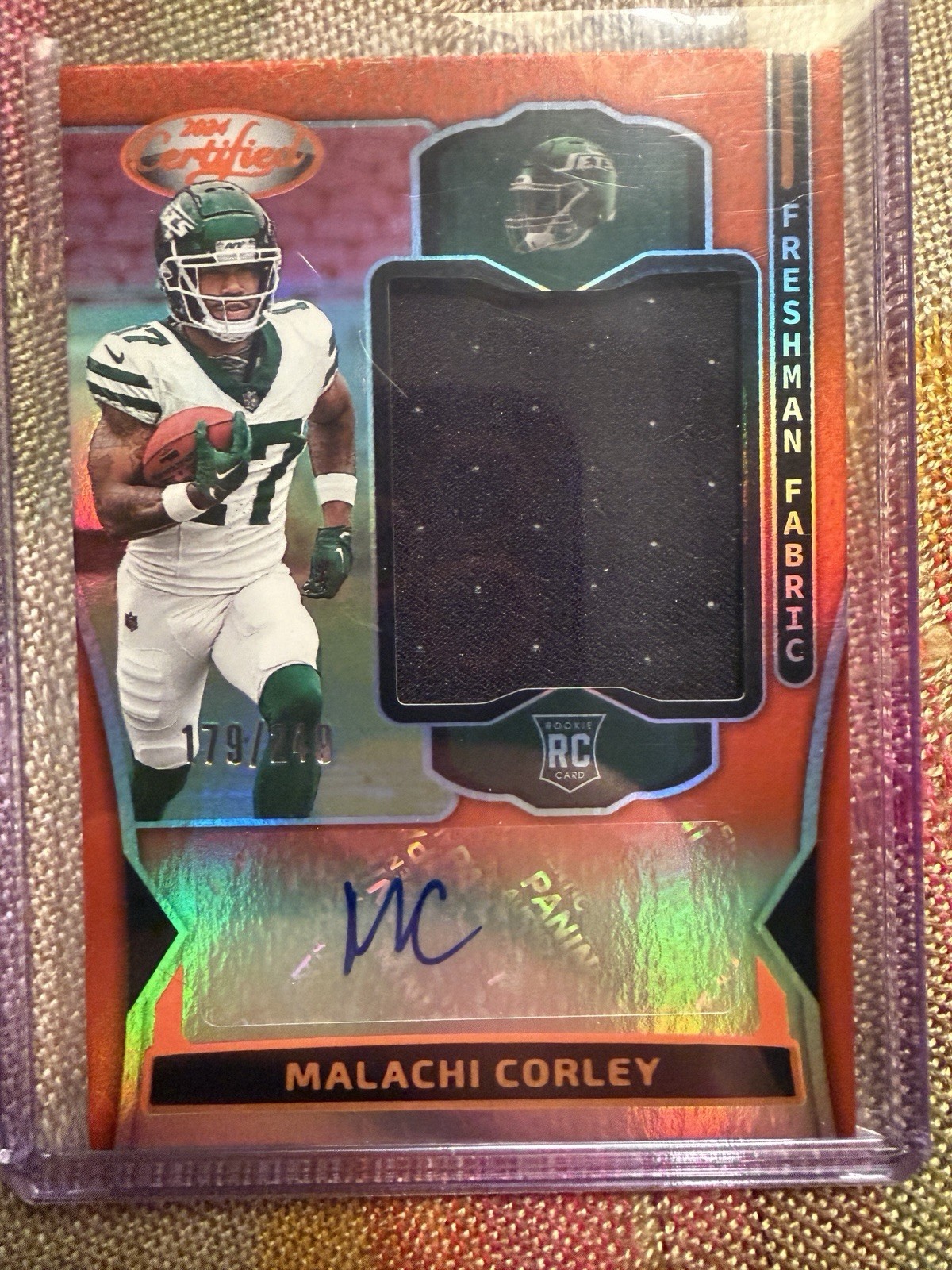 Malachi Corley Panini Certified Freshman Fabric Mirror Signatures #FMSMCY Orange