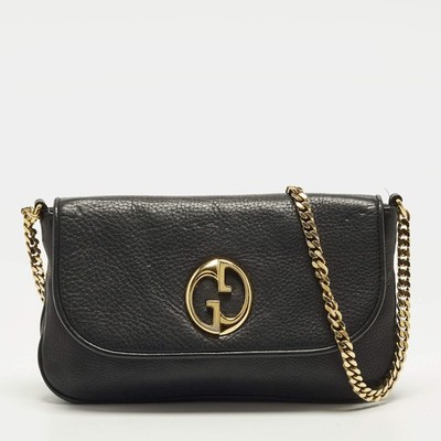 Gucci 1973 Chain Black Medium Leather Shoulder Bag | eBay