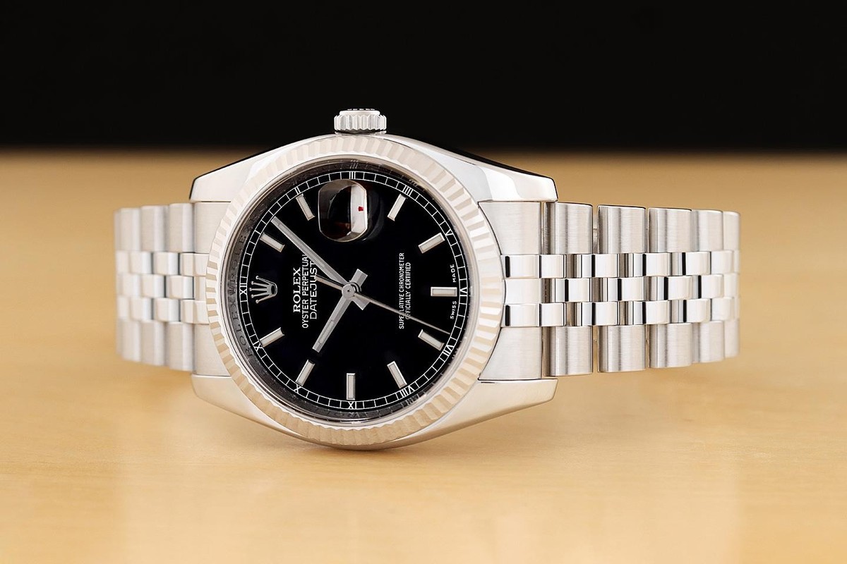 あっちゃん　様　黒　38 2008 CARD ROLEX MENS DATEJUST 116234 36MM BLACK 18K GOLD STEEL