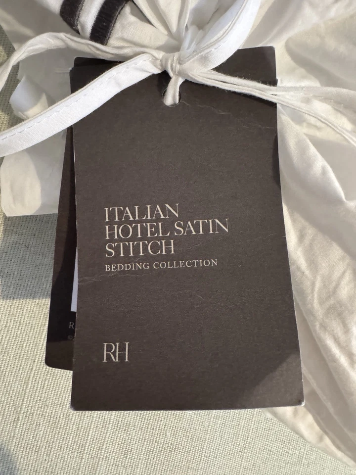 Restoration Hardware ITALIAN WHITE HOTEL SATIN STITCH TWIN DUVET COVER  NWT New - Image 3 of 4