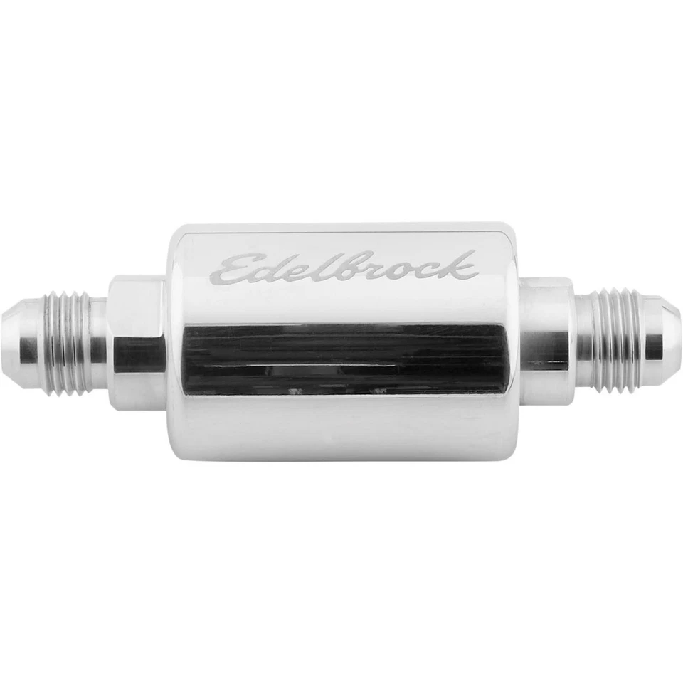 Filtro de combustível em linha Edelbrock 8129, polido, alumínio - Imagem 3 de 4