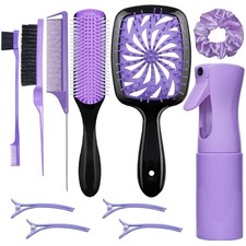 11 Pcs Hairbrush Set, Detangle Hair Brush And Spray Bottle, 3 Pieces Smooth H...