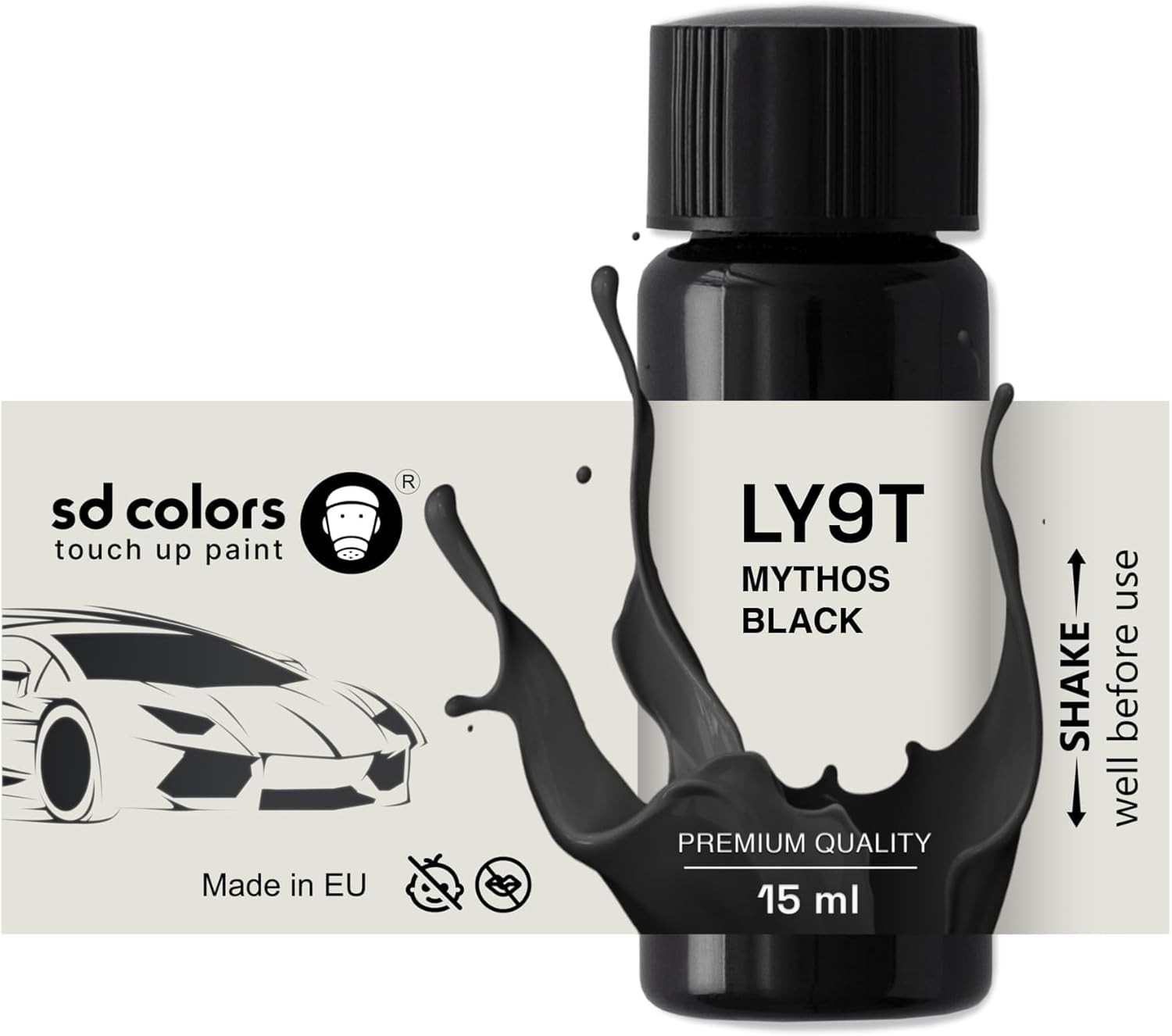 SD COLORS MYTHOS BLACK LY9T New Touch Up Paint 15 ML REPAIR SCRATCH CHIP BRUSH