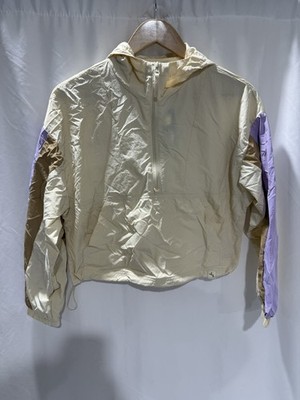 JoyLab Colorblock Windbreaker Hoodie Ivory Multi XS Half Zip NWT