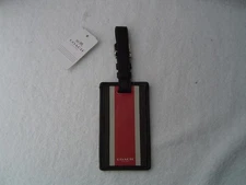 NEW AUTHENTIC COACH ESPRESSO AND ORANGE HERITAGE CHECK LUGGAGE TAG  #93395