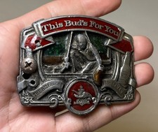 Vintage 1987 ANHEUSER BUSCH BUDWEISER Beer Belt Buckle Salute To Fishermen Rare