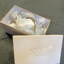 Badgley Mischka Silver Glitter Rhinestone Pointed Toe Stiletto Pumps US 8