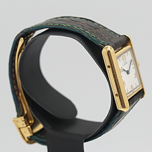 時計 Cartier Must de Tank Vermeil SM sv925 Cartier Must Tank Vermeil Quartz SV925 White Dial Ladies Watch