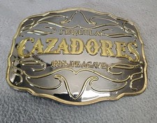 vintage 90's cazadores large rodeo tequila belt buckle western cowboy T3
