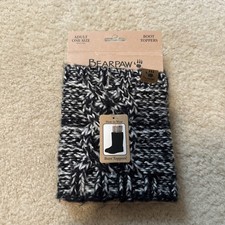 BEARPAW Cable Knit Lattice Boot Topper - Anthracite Sz OS