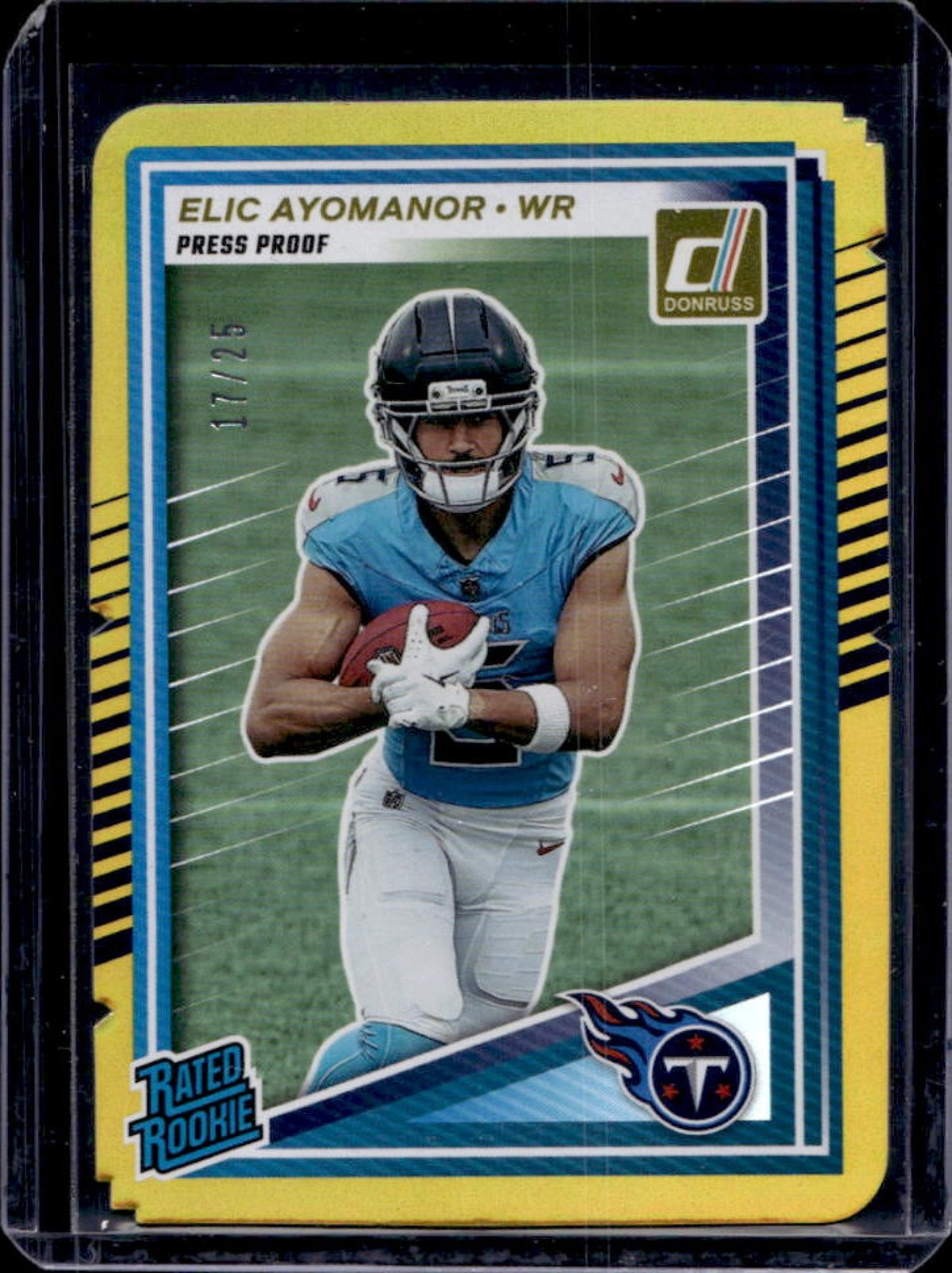 2025 Donruss Elic Ayomanor Rated Rookie Press Proof Gold Die-Cut RC #17/25