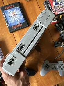 Sony PlayStation PS1 Gray Console 2 Controller BUNDLE W 5 Games Tested