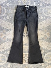 Hollister High Rise Flare Jeans Womens 2 Short W26 Black Denim NWT