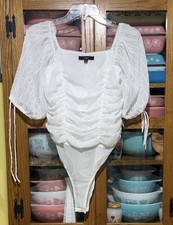 Flash Sale White Lace Bodysuit Top Xs Women s Sheer Mesh