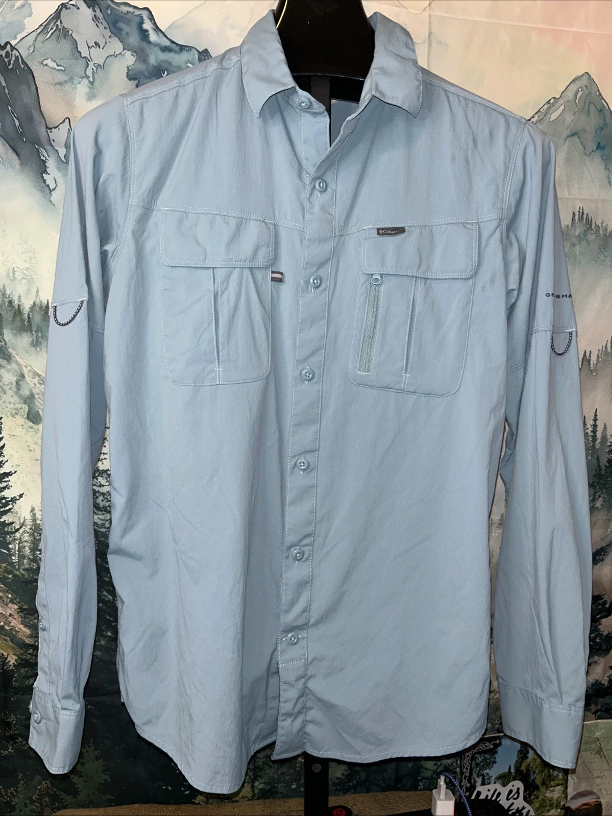 Columbia Men’s Size Small Yoncalla Long Sleeve Shirt Slate Blue