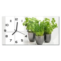 Dekorative Wanduhr Mit Leisem Uhrwerk KräUter In TöPfen Schwarze Zeiger 60X30 Cm