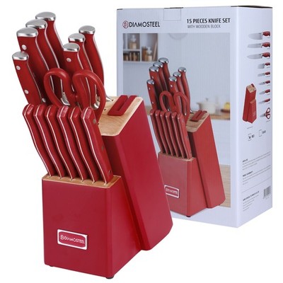 15Pcs Kitchen Knife Block Set Stainless Steel Chef knife Dishwasher Safe