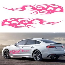 Bilisin Flame Graphics Vinyl Car Body Side Door Decals Sports Racing Stripe S...