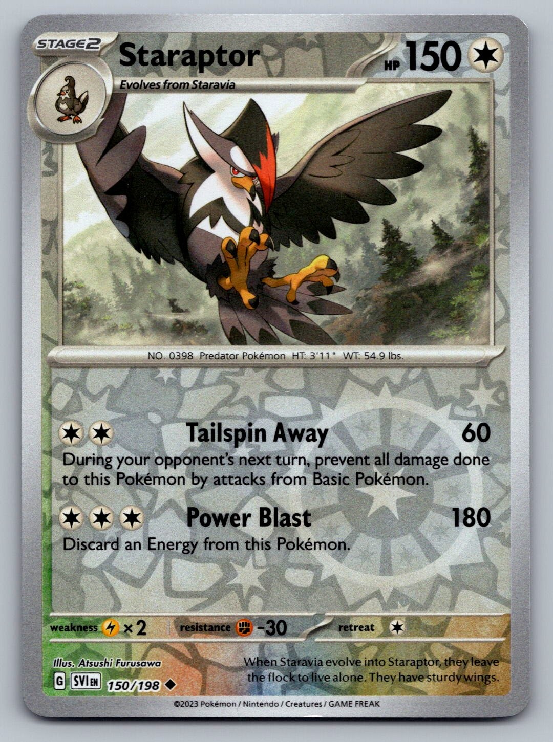 Pokemon TCG SV01: Scarlet & Violet Base Set Staraptor 150/198 Reverse Holo