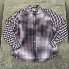 Lacoste Mens Modern Fit Gingham Check Button Down Shirt Navy Red White Size 46
