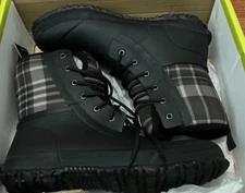 Tidewe Womens Neoprene Lace Up Rubber Plaid Hunting Rain Boots Sz 9 Waterproof