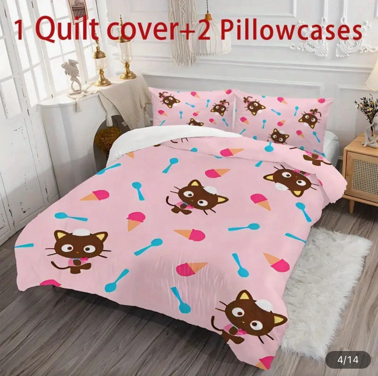 Choco Cat Pink Bedding Set