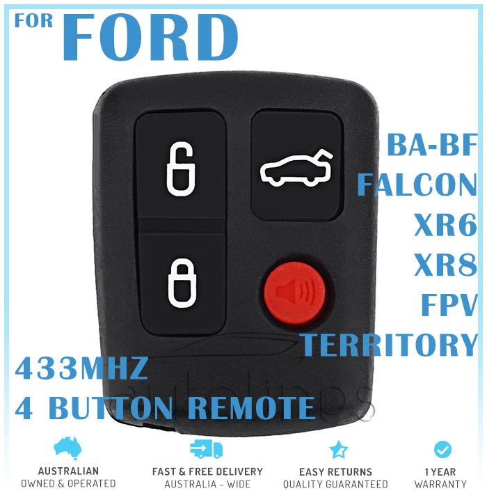Fits Ford 4 Button 433mhz Complete Remote Key Territory Xr6 Xr8 Falcon BA BF