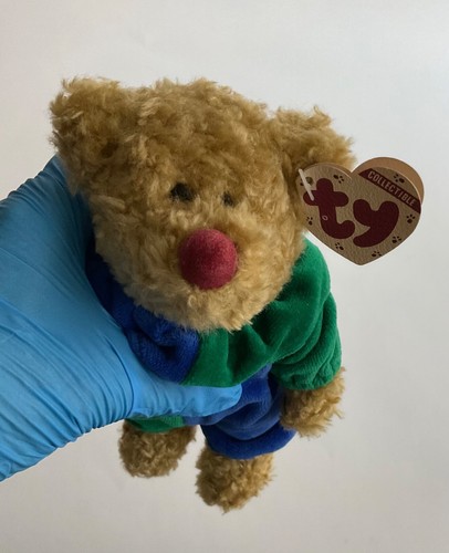 Ty Piccadilly Attic Treasure Bear 1993 Jointed Plush Blue Green Vtg Retired - Picture 3 of 7