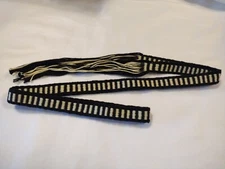 #13 Powder Horn inkle loom Strap Black & Pale Yellow Bar Pattern 44" x  5/8"