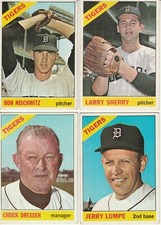 1966 vintage TIGERS Topps partial team set 4 cards lot  