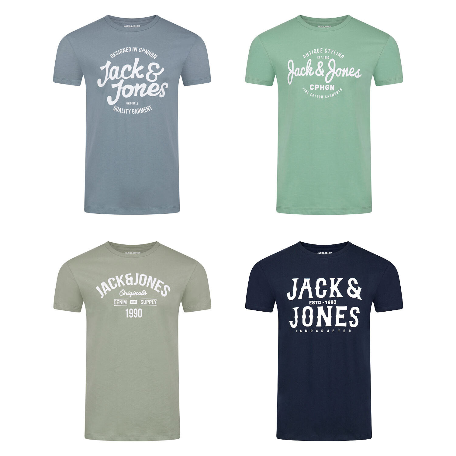 Jack & Jones JJLINO T-Shirt 4er Pack Rundhals Shirt Regular Print Baumwolle NEU