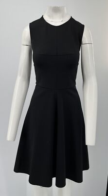 Yves Saint Laurent Black Wool Blend Sleeveless Fit+Flare Dress sz 38