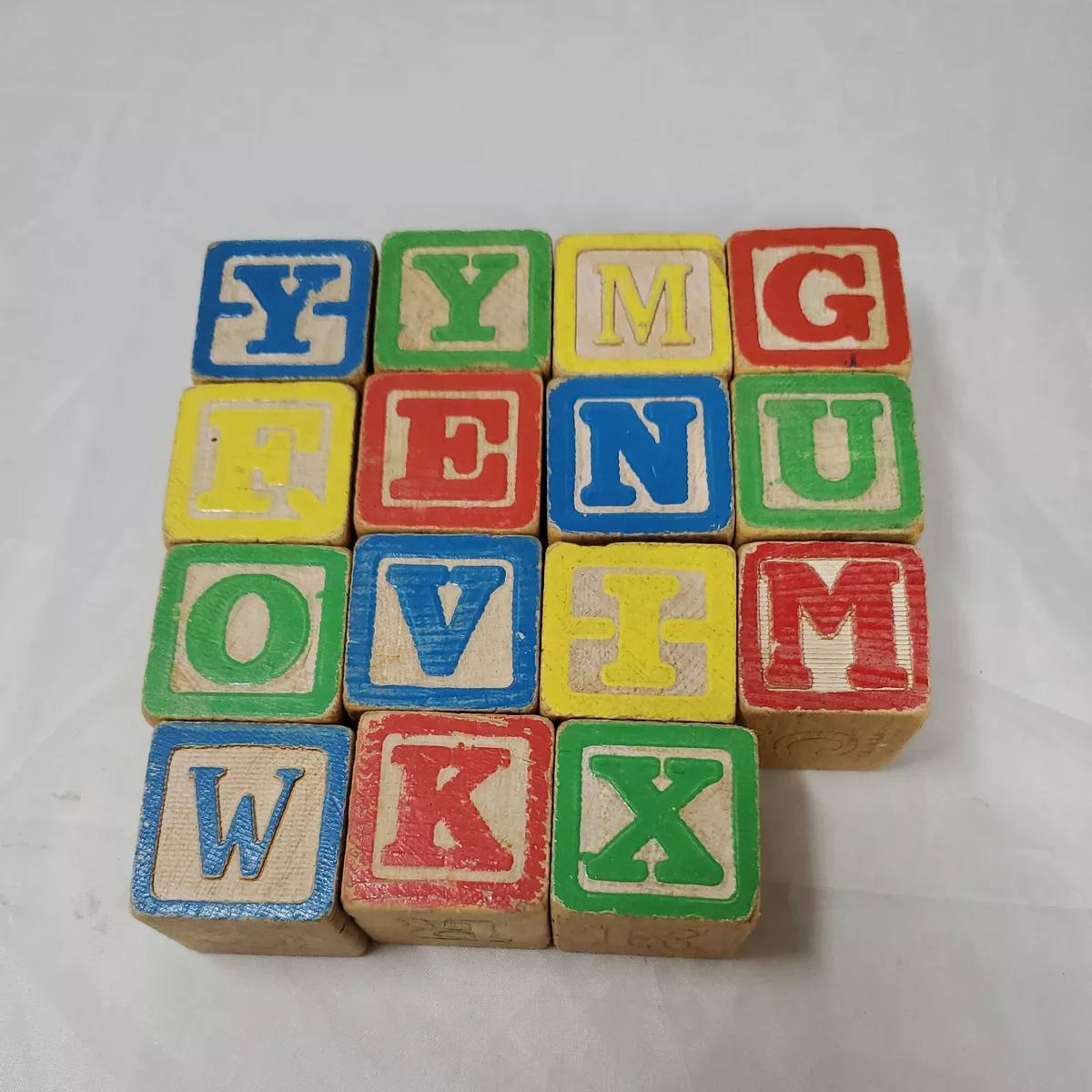 Wooden alphabet Blocks Letters Lot of 15 Children's Set 1½ Used Vintage