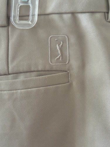 PGA Tour Tan Color Poliester plisowane spodenki golfowe Rozmiar 36 Talia / 9 cali Inseam - NOWE - Zdjęcie 2 z 9