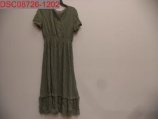 NWT - Women's Dusty Olive Short Sleeve Cinched Waist Dress , Size M, 1482831