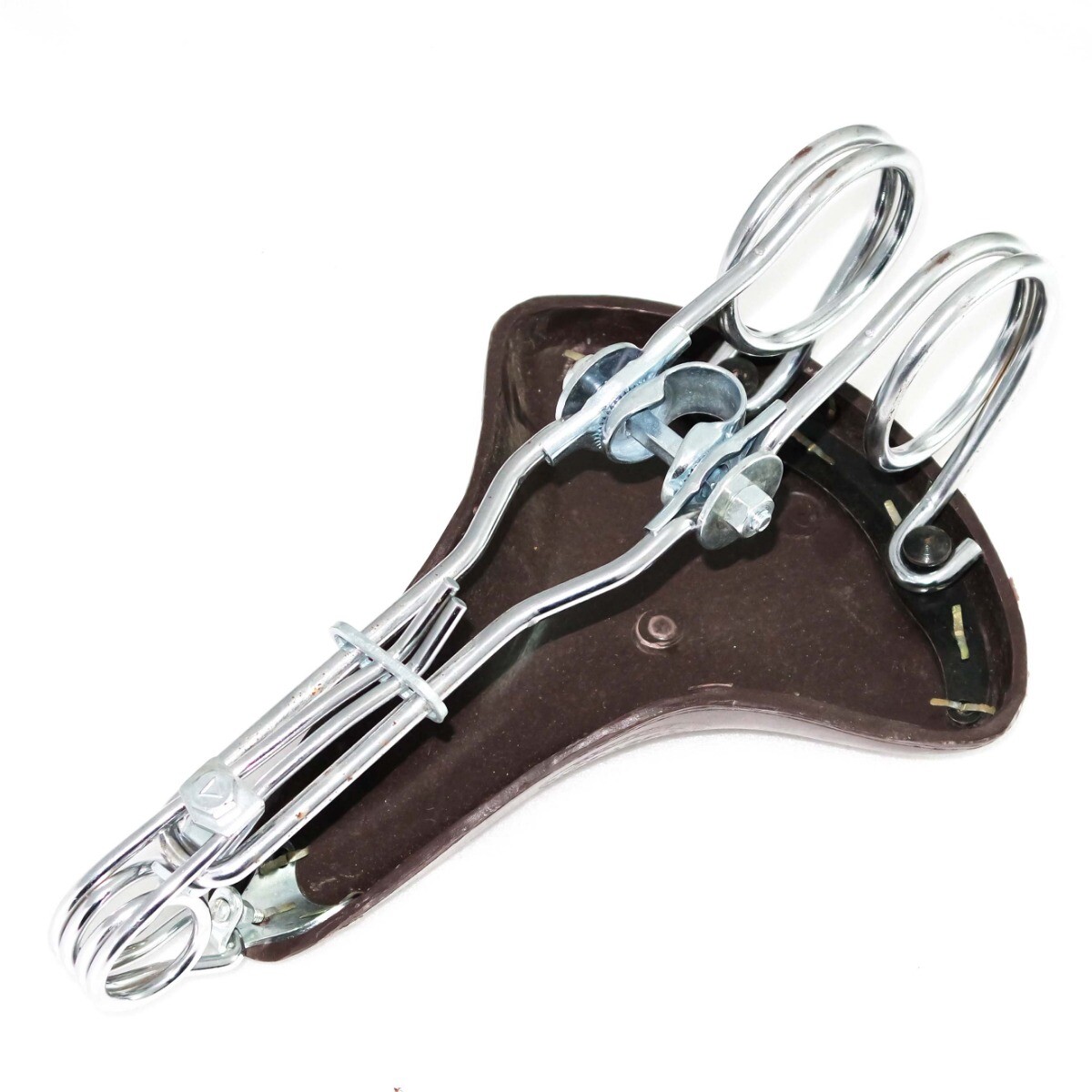 AEspares Selle de vélo vintage en acier noir marron