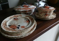 Antique dinner service items by G T Mountford, Stoke. Seville pattern
