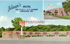 JOHNSEN'S MOTEL Mrs Julia Johnsen, Prop. On Route 41 HIGHLAND, IND.