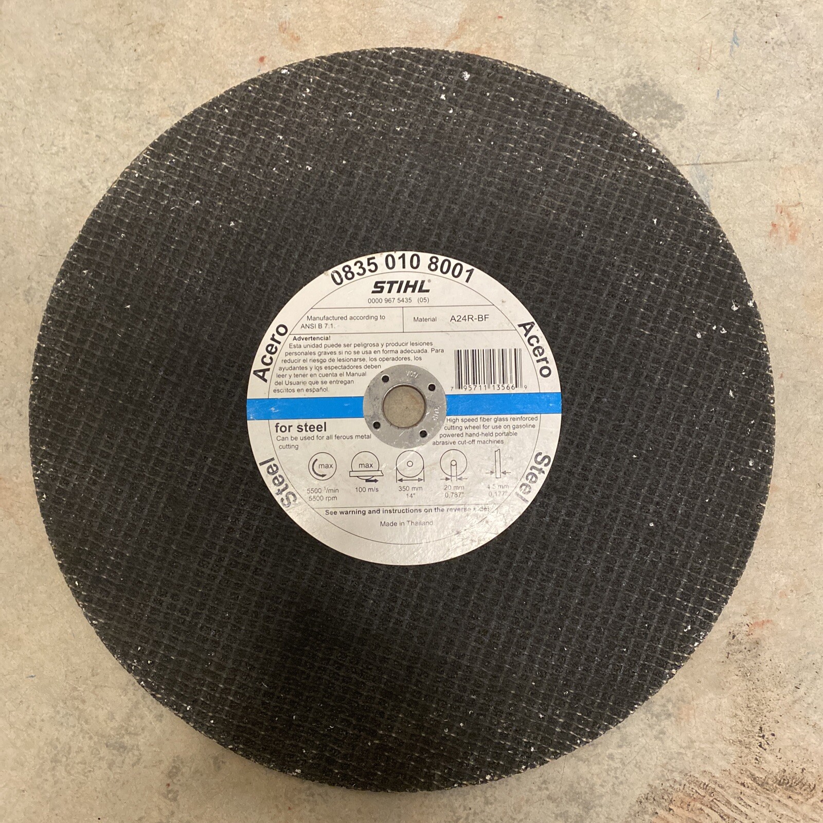 Genuine Stihl 14" A24RBF Steel Cut Off Saw Blade Disc 5500 Max RPM Acero eBay