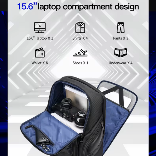 BOPAI Luxury leather waterproof Anti-Theft USB charge Business Laptop Backpack - Picture 7 of 12