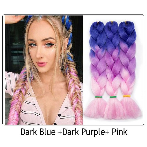 24" Christmas Jumbo Braiding Hair Extensions Ombre Rainbow Twist Braids as Human - Picture 50 of 66
