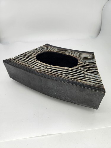 Ikebana Vase strukturiert geschwungene Form Handarbeit unbekannter Hersteller Keramik Mineralglasur - Bild 5 von 11