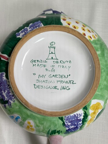 Grazia Deruta Italy My Garden Large Teapot Sharon Frantz Rare Italy Majolica - Picture 2 of 12