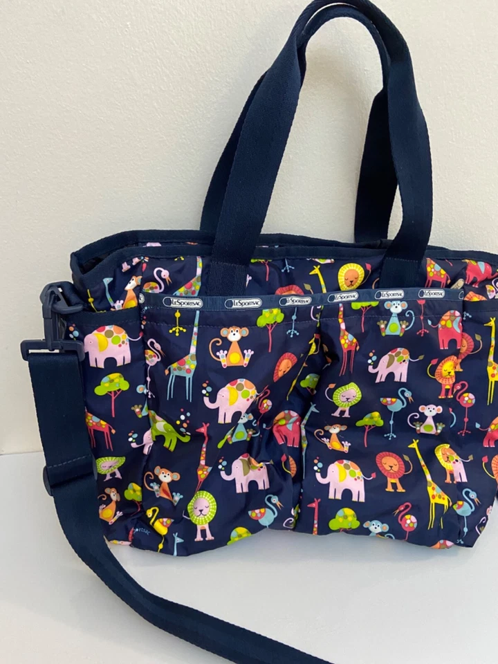 Lesportsac Large Baby Diaper Bag Safari Nylon Blue - Image 2 of 4