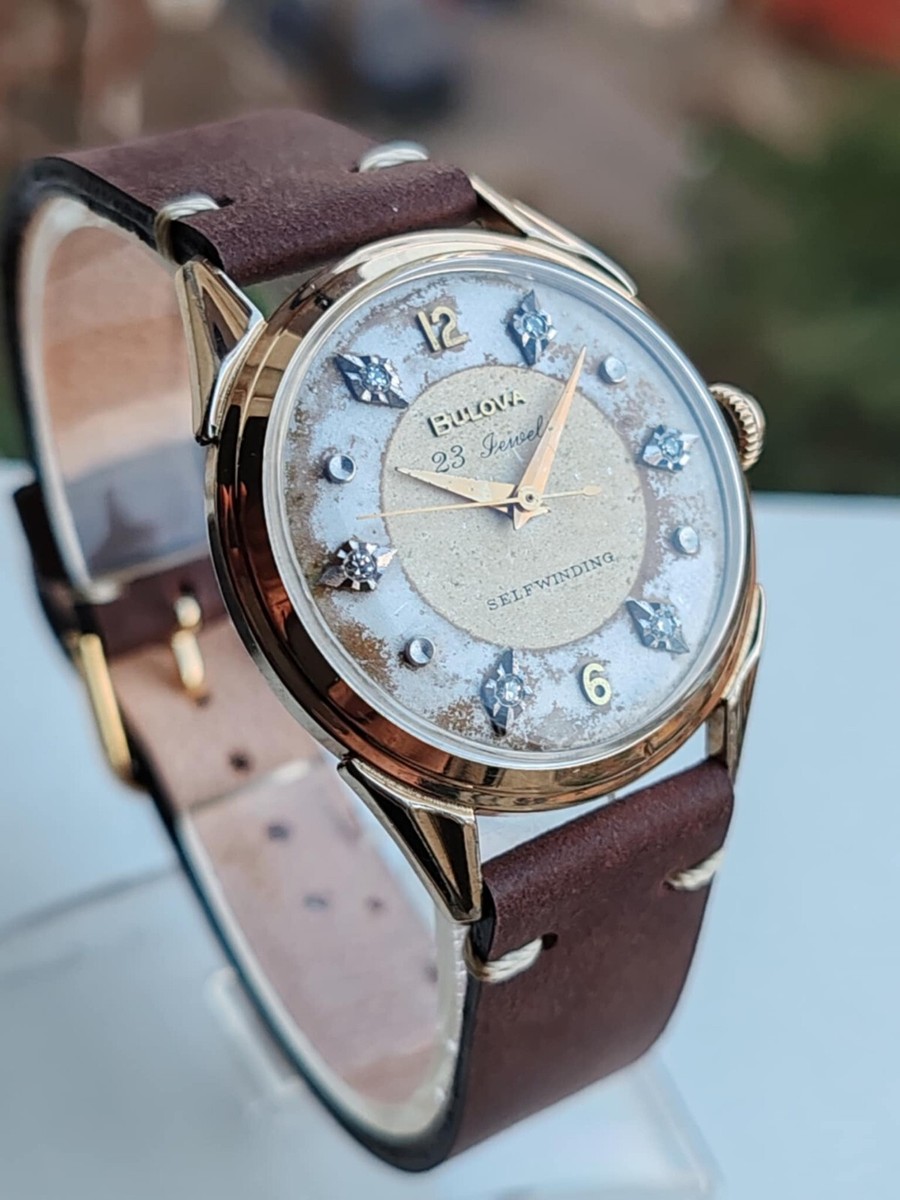 Bulova Self winding 23 Jewel 10K Gold Filled Case Diamond Dial | eBay