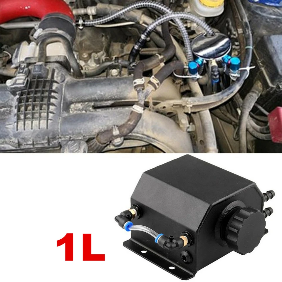 Botella de desbordamiento de refrigerante líquido radiador depósito recuperación tanque de agua 1L aluminio Foto 2 de 4