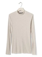 Banana Republic Factory Medium Long Sleeve Ribbed Mock Neck Top Oatmeal Heather